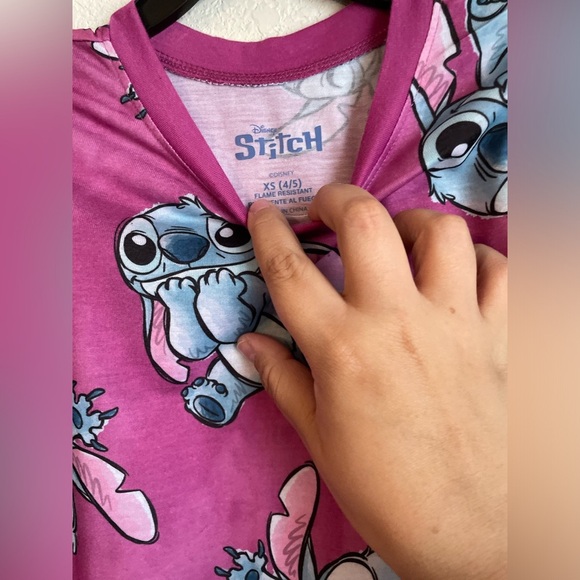 Disney Stitch Kids Pajamas Nightgown - Pink and Blue size XS 4/5-NWT - Picture 3 of 5